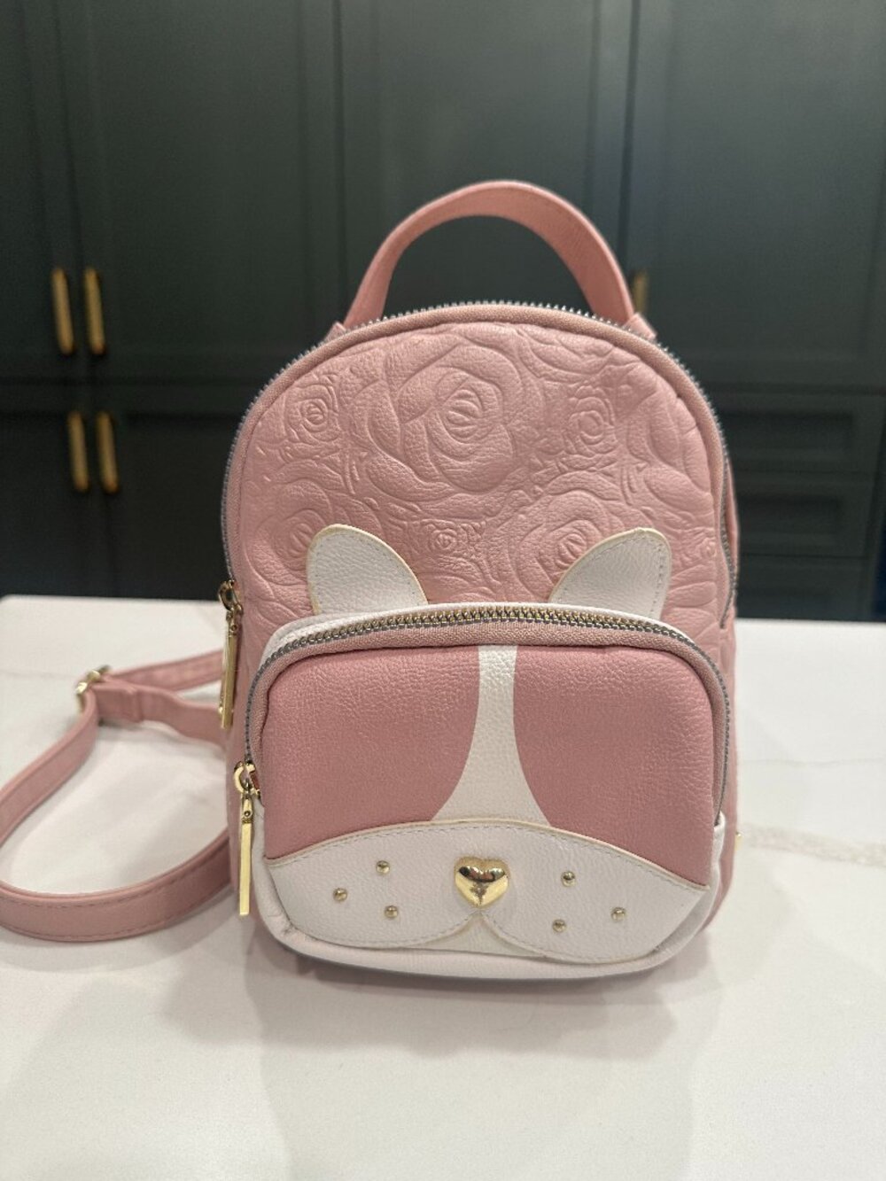 Betsey Johnson Frenchie Quilted Pink Mini Backpack